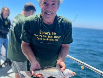 a man holding a fish in the water