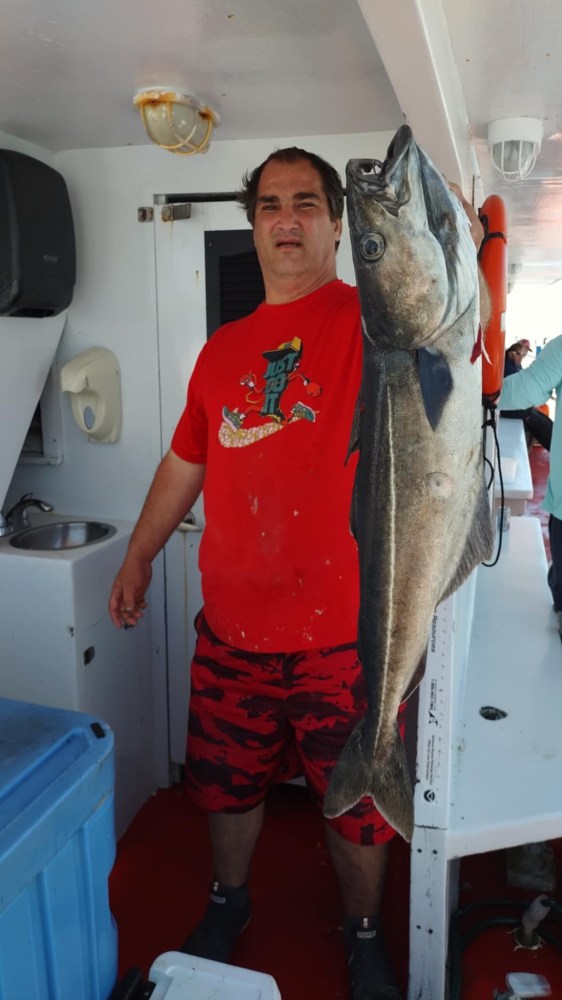 a man holding a fish