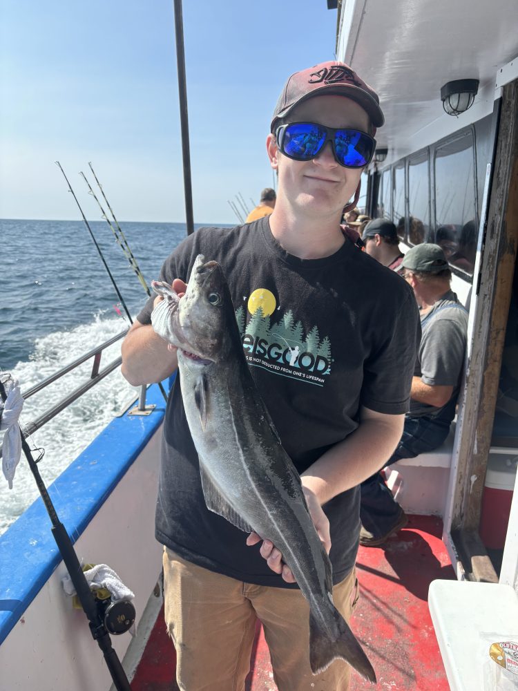 a person holding a fish on a boat