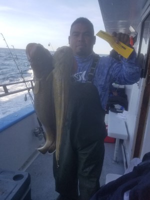 a man holding a fish