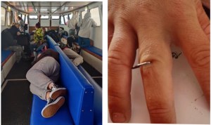 a person holding a suitcase