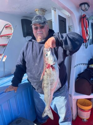 a person holding a fish