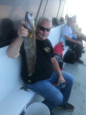 a person holding a fish