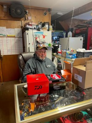 a person sitting in a box